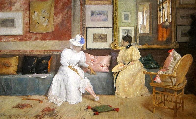 William Merritt Chase A Friendly Call. oil painting image